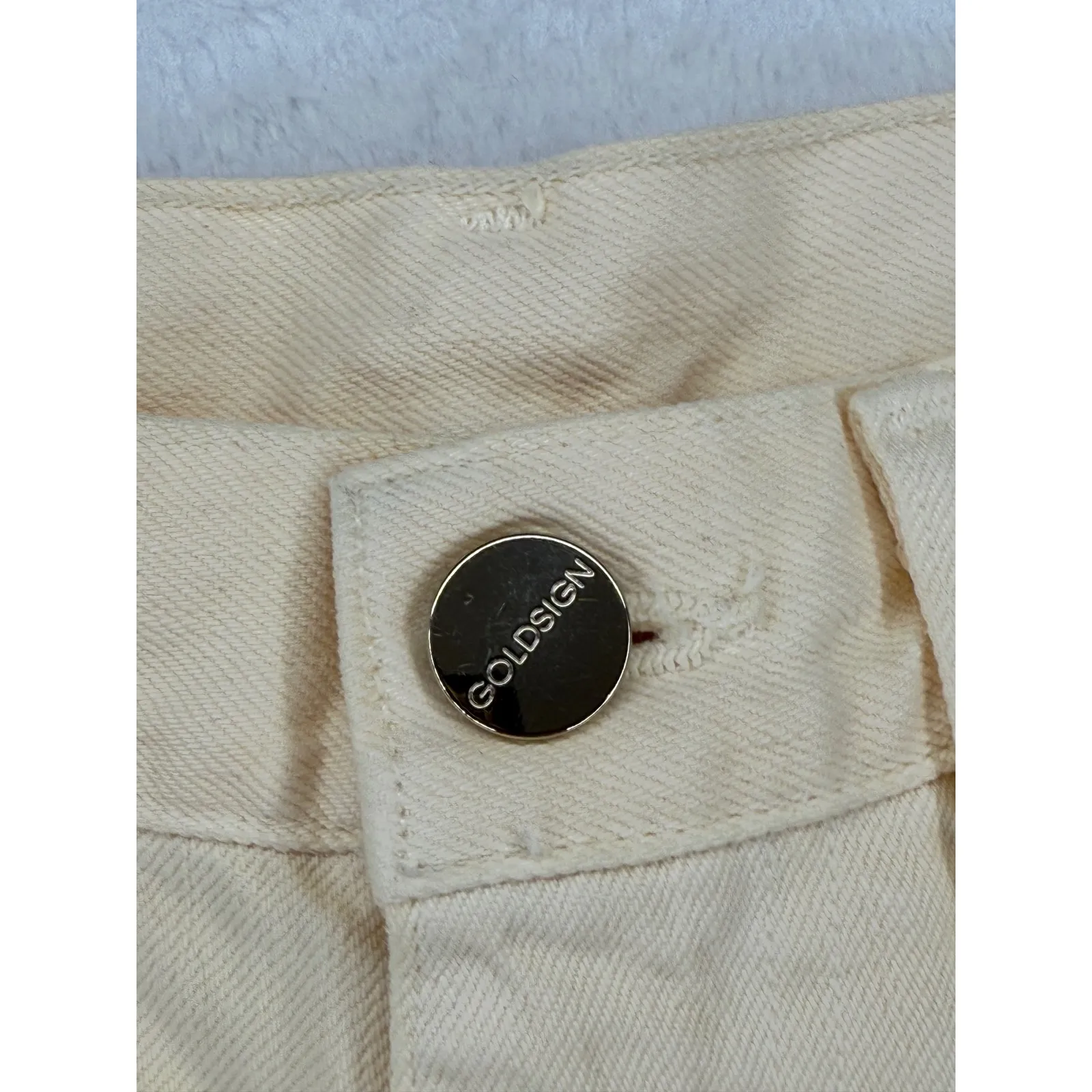 GoldSign Women's butter‎ yellow Wide Leg Jeans Size 27 High Waist Denim Casual Tan - Image 7