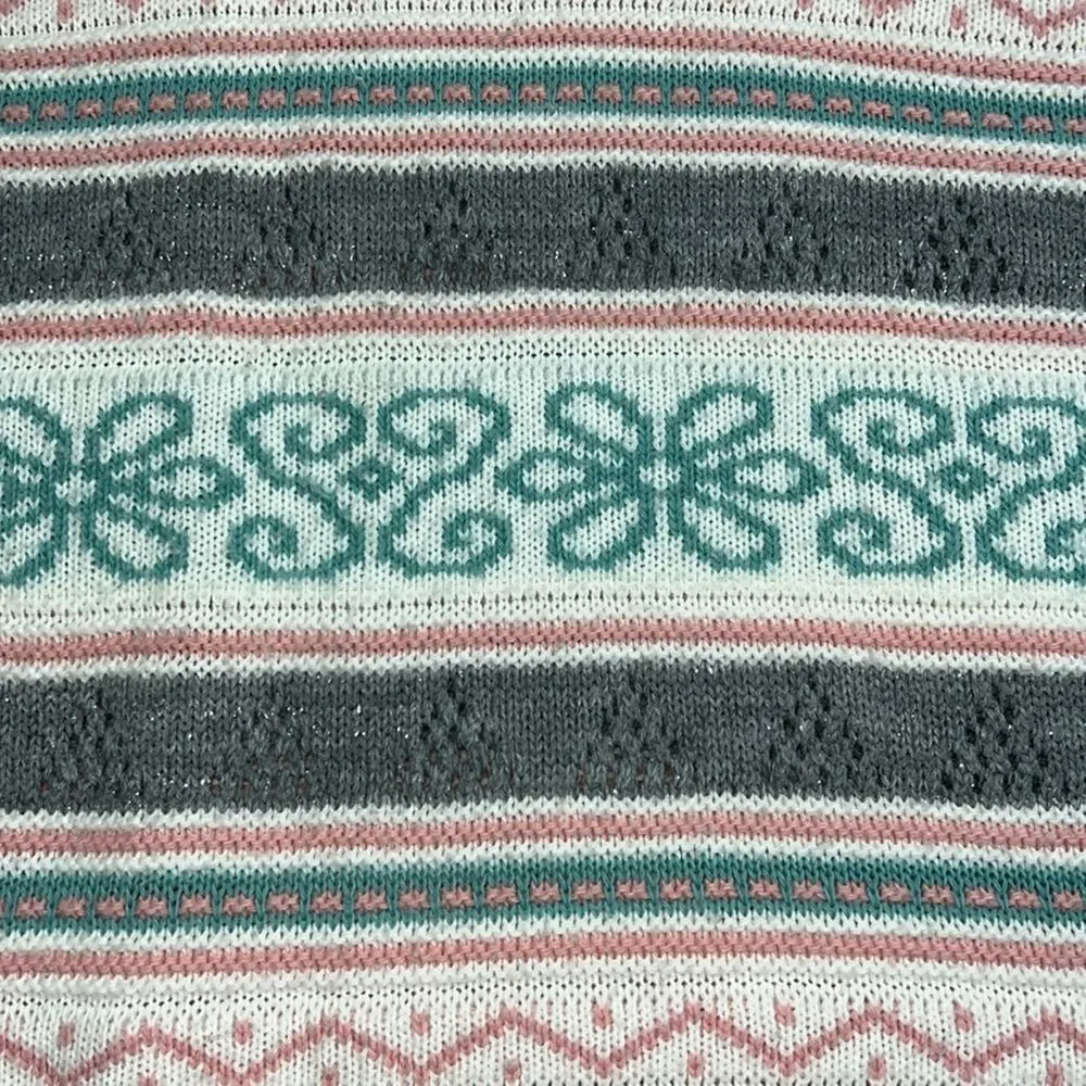 VINTAGE Cricket Lane women's medium pullover sweater shoulder pads metallic grey Pink - Image 7