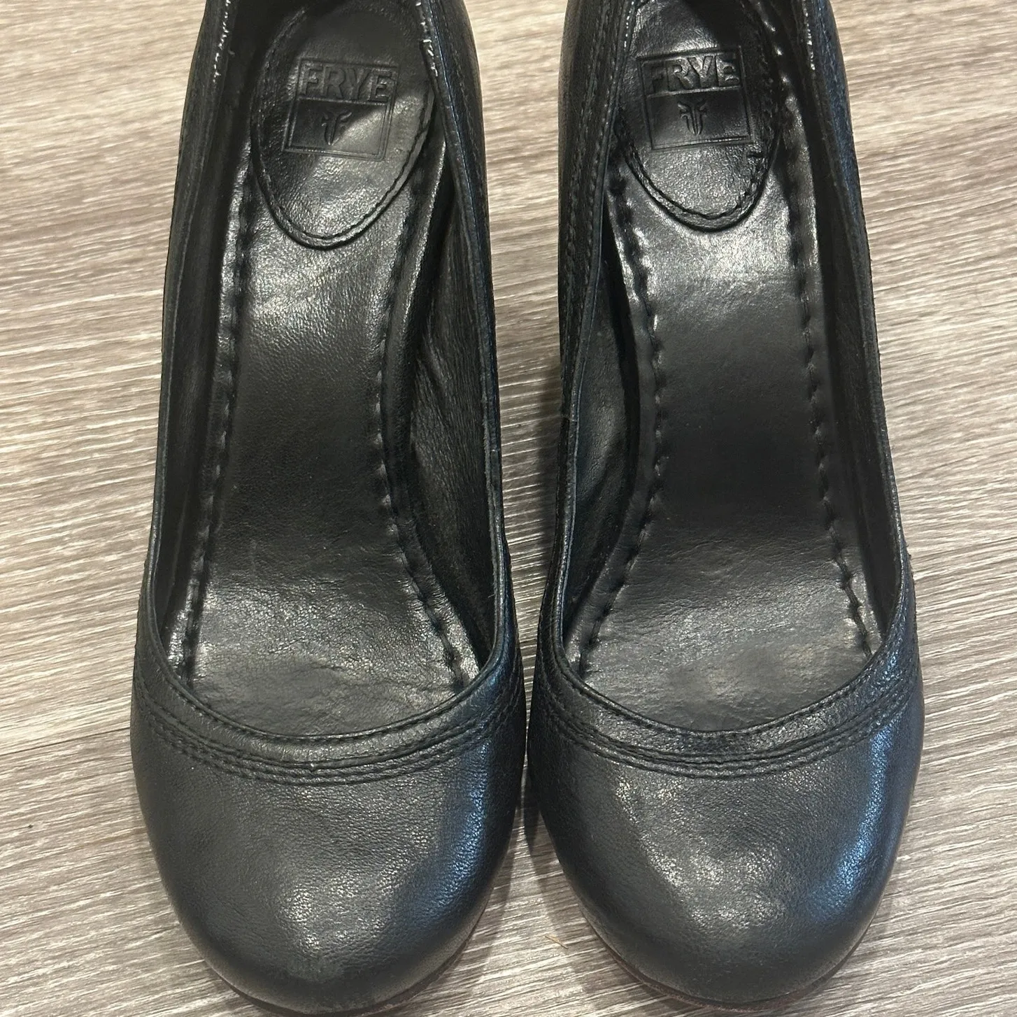 Frye Carson Leather Block Heel Pump Black Round Toe Classic Preppy Mod Retro 8.5 - Image 2