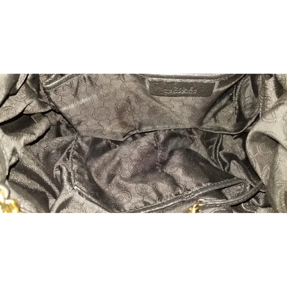 Michael Kors Black and Gold Shoulder Bag with Chain Detail - Image 8