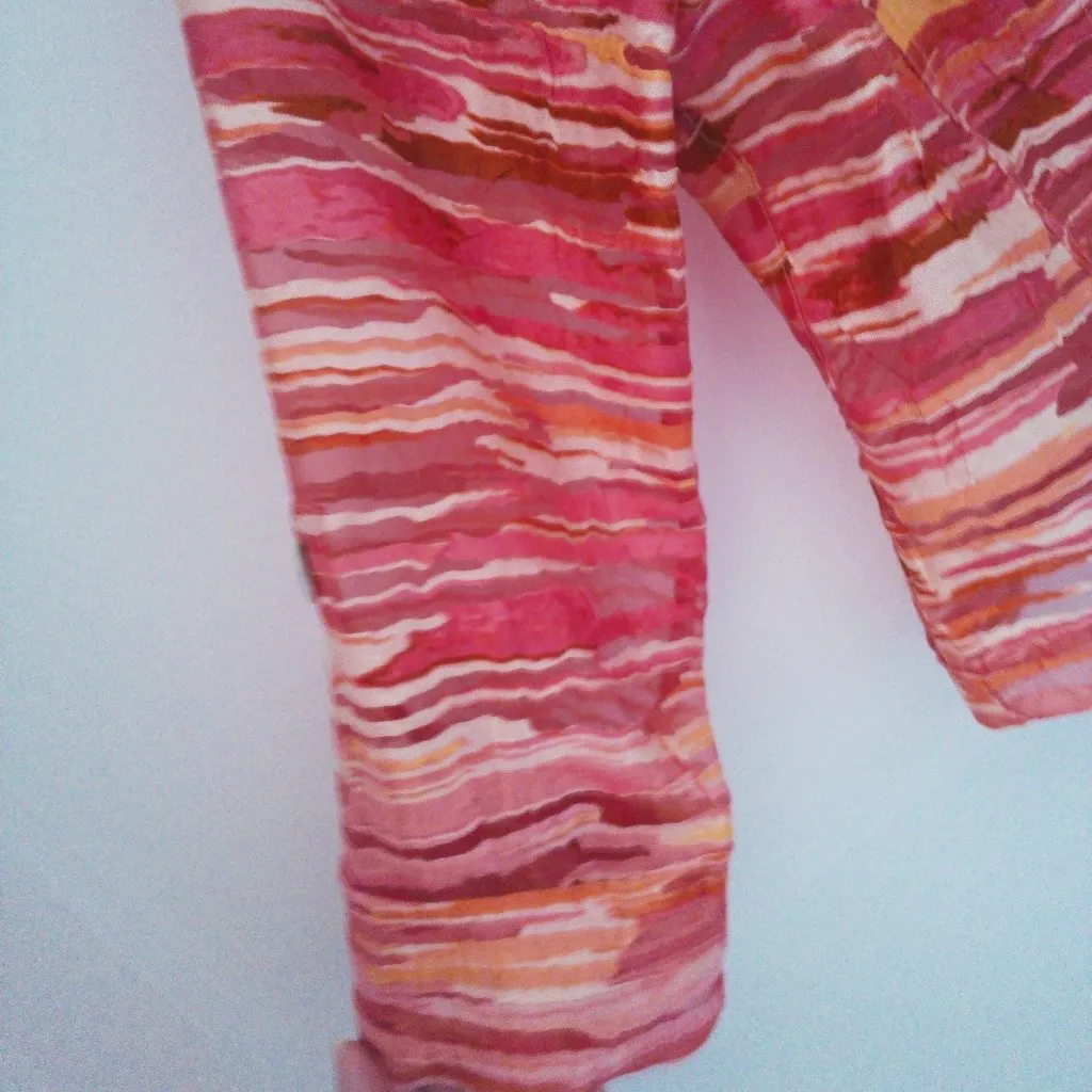 Ruby Rd Jacket Womens 6P Pink Orange Button Collar Lined Blend Roll Tab Sleeve - Image 4