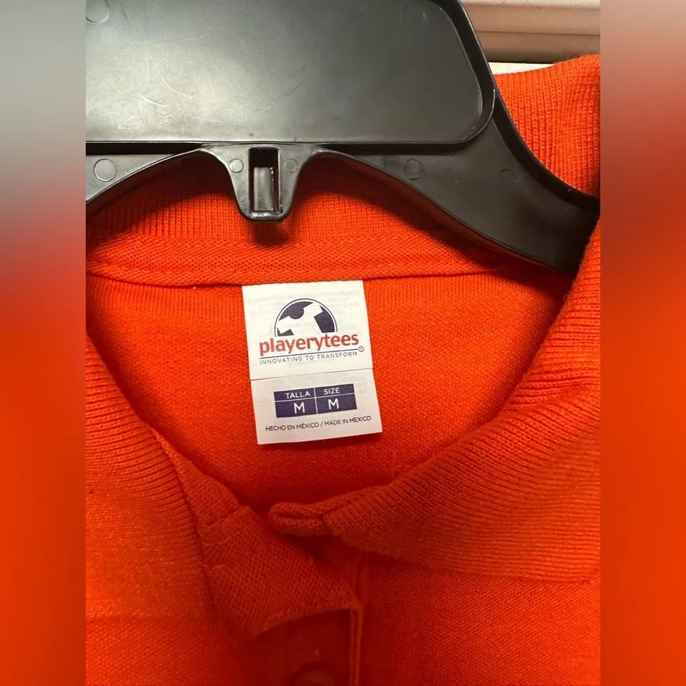 Woman’s Polo Short Sleeve Medium Orange Playerytees (30) - Image 3