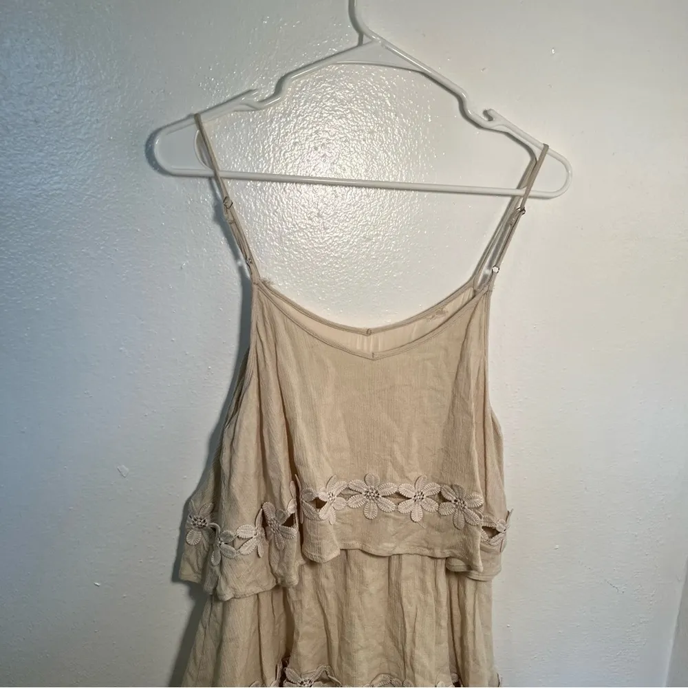 Alya Cami Dress Beige Tiered Crochet - Image 7