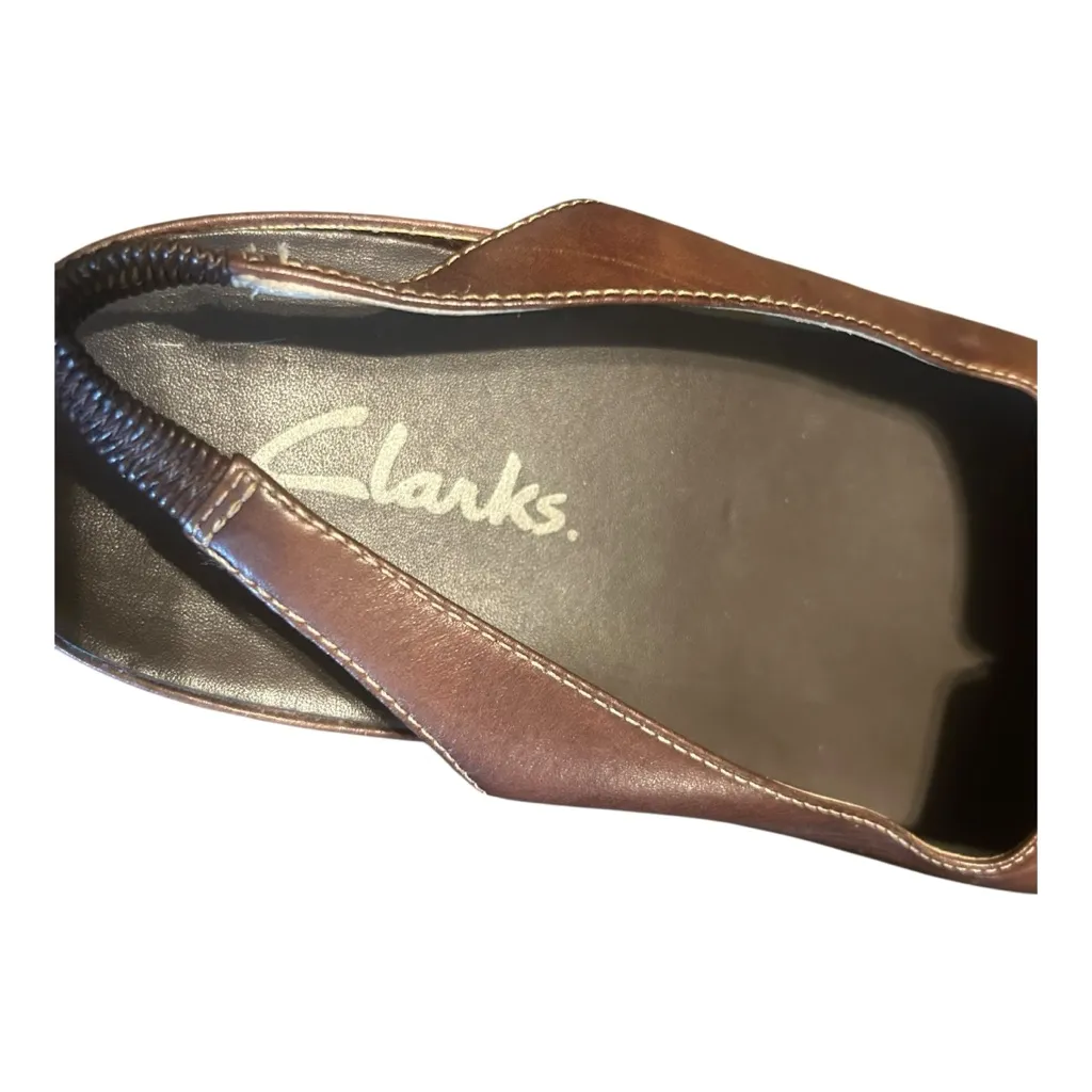 Clarks Brown Leather Slingback‎ Flats Comfortable Casual Shoes - Image 4