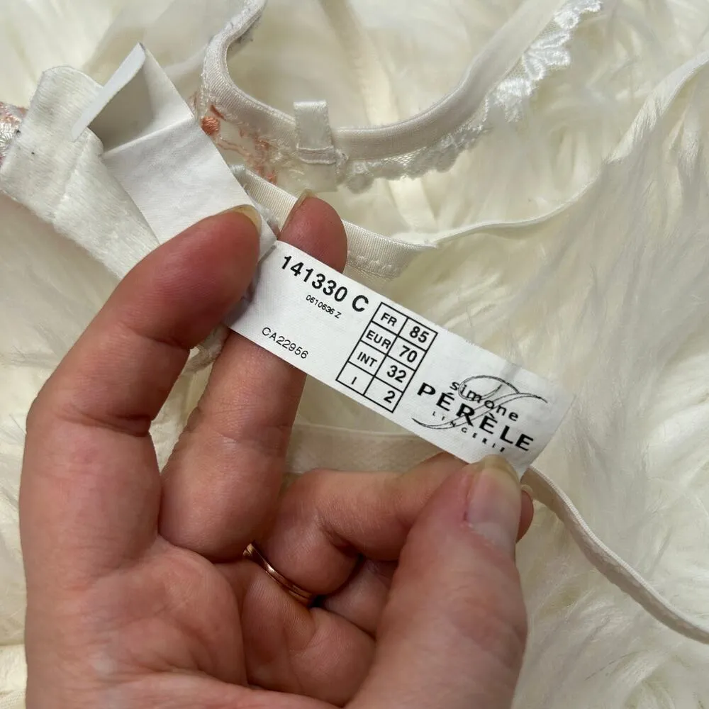 SIMONE PERELE LINGERIE Sheer Floral Embroidered Bra Size 32C Romantic Regency White - Image 6