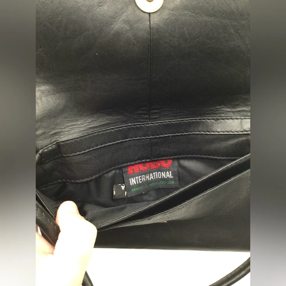 A Very Rare Vintage Black Double Flat Hobo International Crossbody Handbag - Image 5