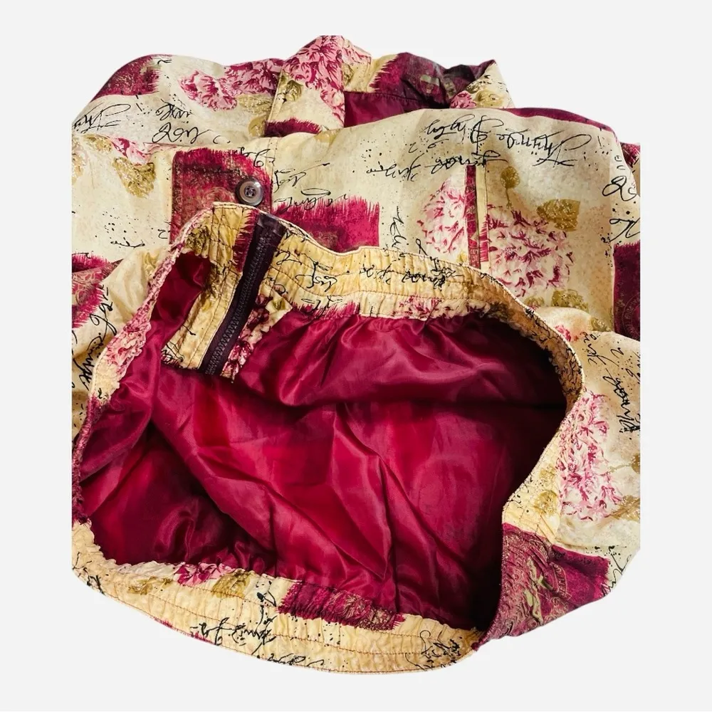 STUNT SPORTS Vintage 90's
Floral Silk Harrington
Windbreaker Festival Jacket L Red Size L - Image 5