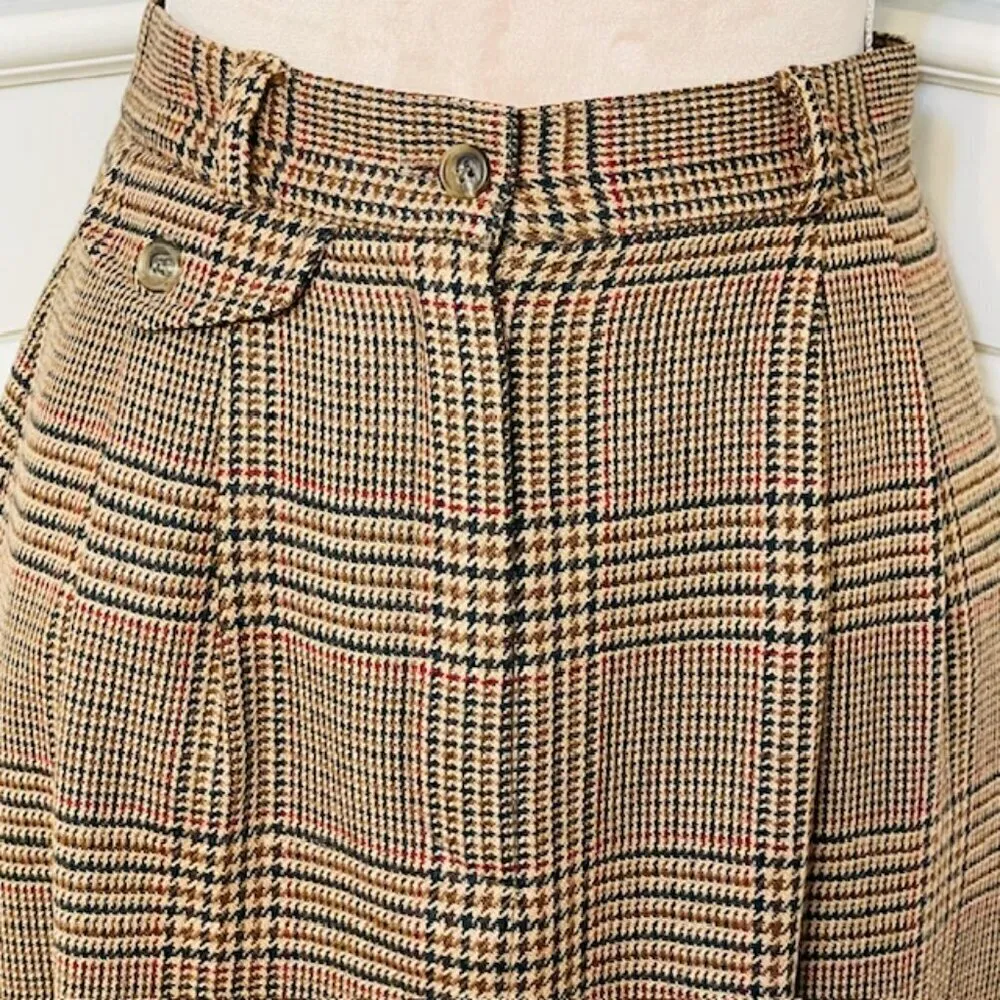 Vintage Talbots Plaid Houndstooth Lambswool Midi Skirt Small 4 - Image 3
