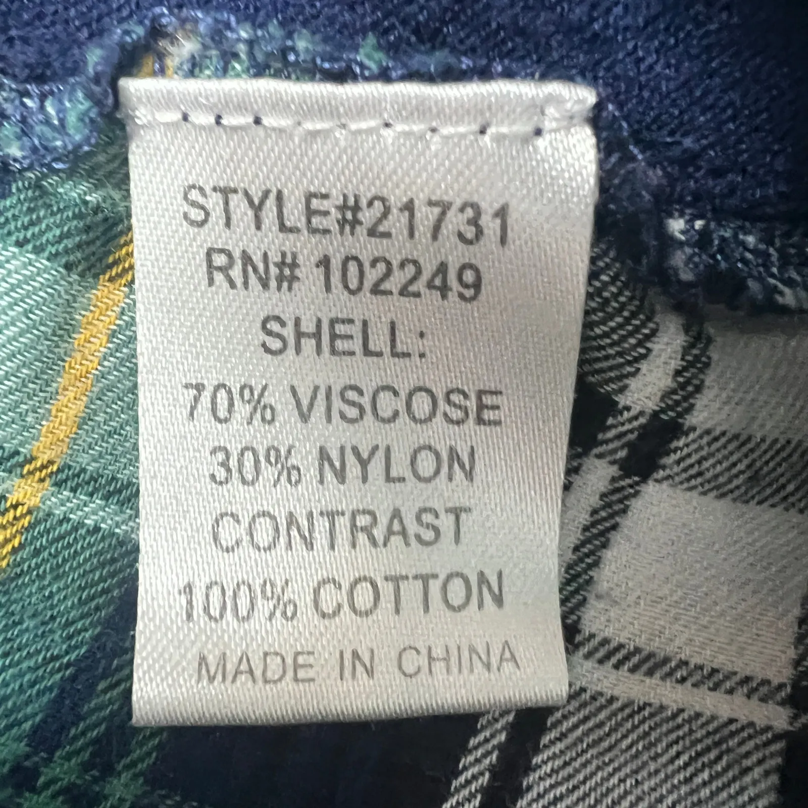 Skies Are Blue Bohemian Navy Blue Plaid Women's Pullover Sweater Size Medium - Image 9