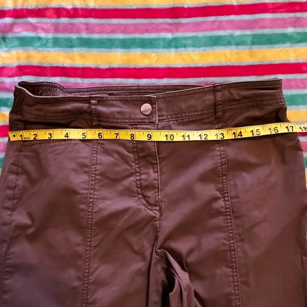 JM Collection Capri Crop Casual Pants Full Elastic Waist Size 8 Brown Check - Image 10