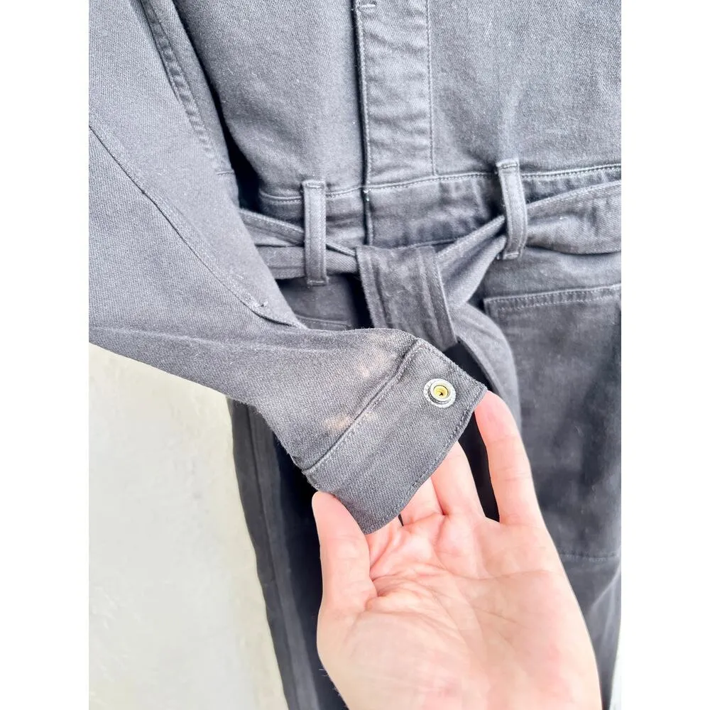 Joe's Long Sleeve Rika Collared Belted Tapered Leg Jumpsuit Black Women Small - Image 6