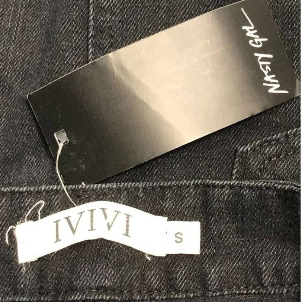 Nasty Gal Ivivi Distressed is More Denim Skirt Black Women's Size Small NWT - Image 5