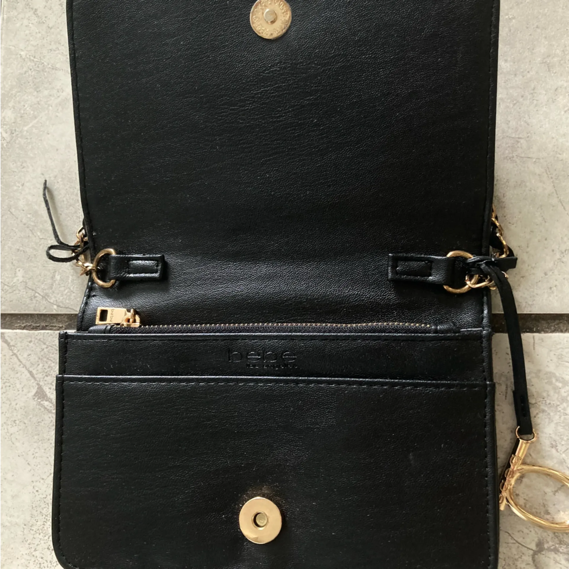 bebe Black Crossbody Bag with Gold Accents. Bebe Black Quilted Crossbody Bag - Image 7