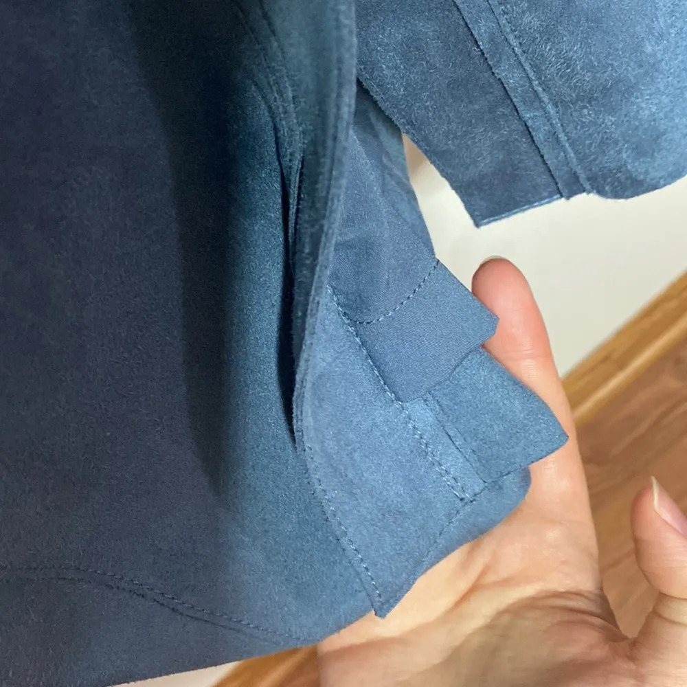 Etcetera Fjord Faux Suede steel blue snap closure tie-waist suede dress size 8 - Image 86