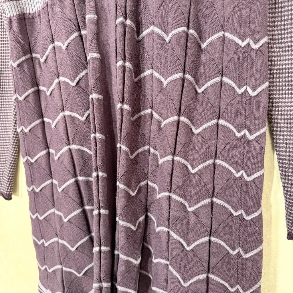 Title Nine Women’s Wool Blend Long Hooded Cardigan Sweater in Stripe Purple L - Image 12