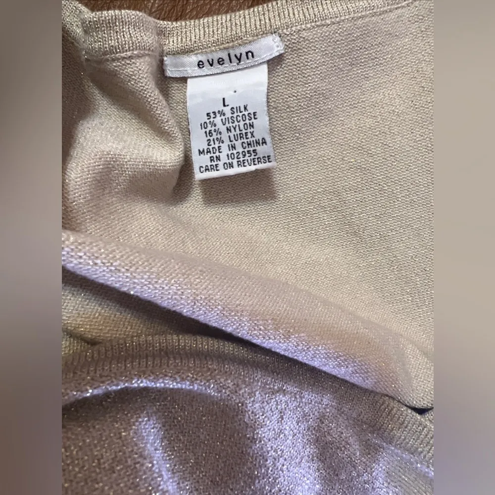 EVELYN Free People Silk‎ Viscoses Lurex Nylon Golden Bright Long Sleeve Size L Gold Size L - Image 6