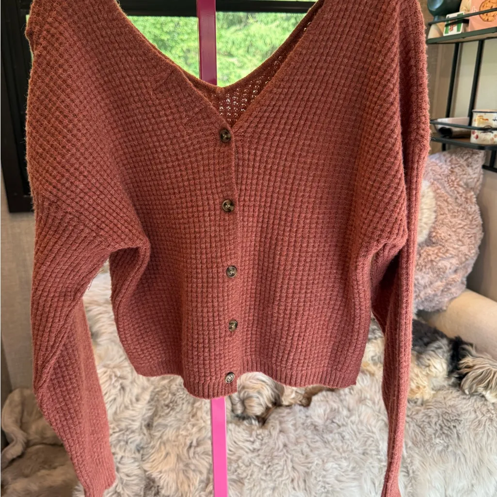 Pink Rose Women's Rust Sweater medium crop top - Image 3