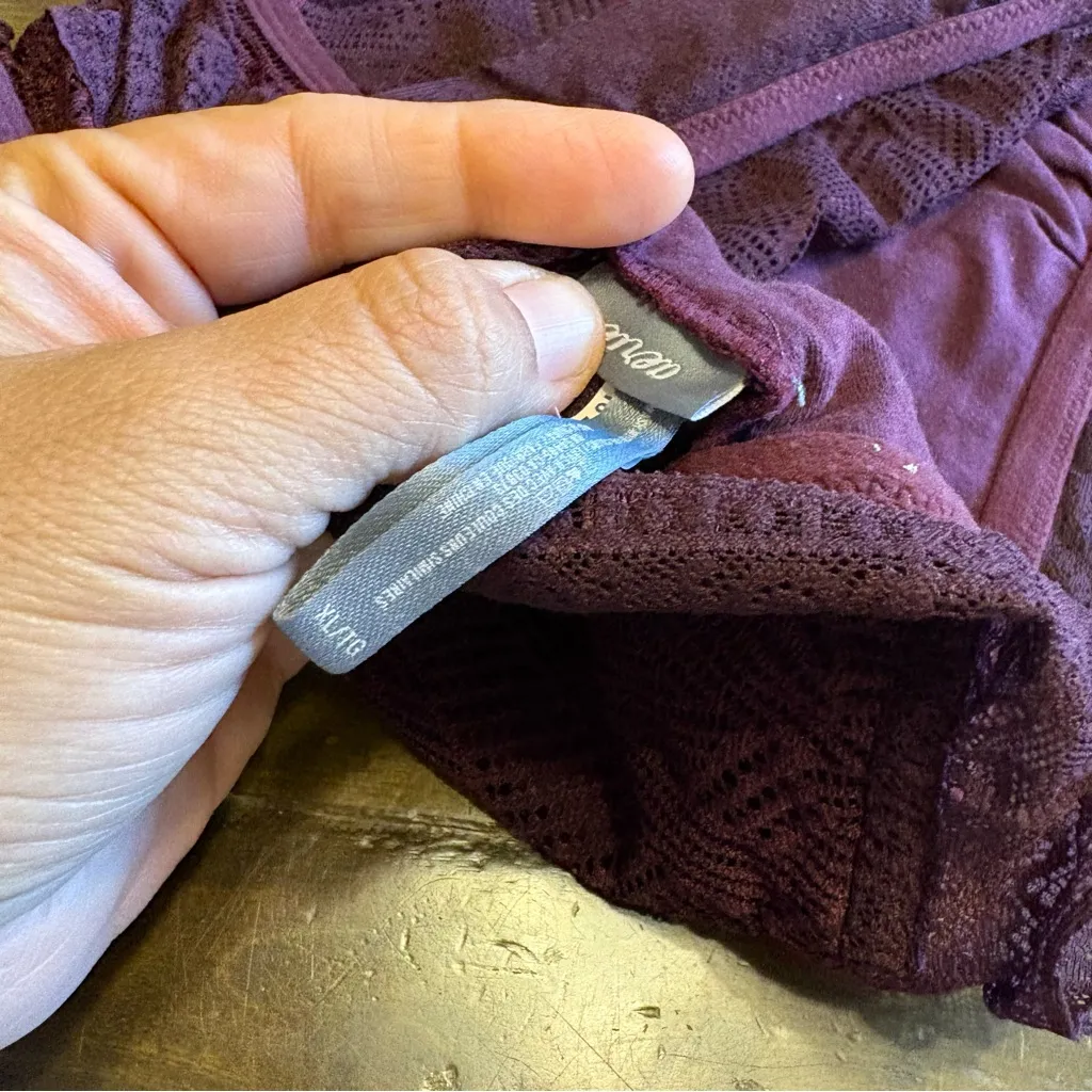 Aerie Sheer Lace Bralette Purple Bra Liner XL Wine - Image 3