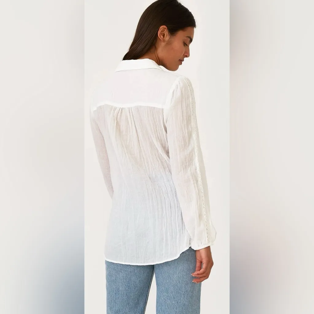 NWT Lovestitch Stevie White Sheer Long Sleeve Boho Button Down Sz M Cottagecore - Image 3