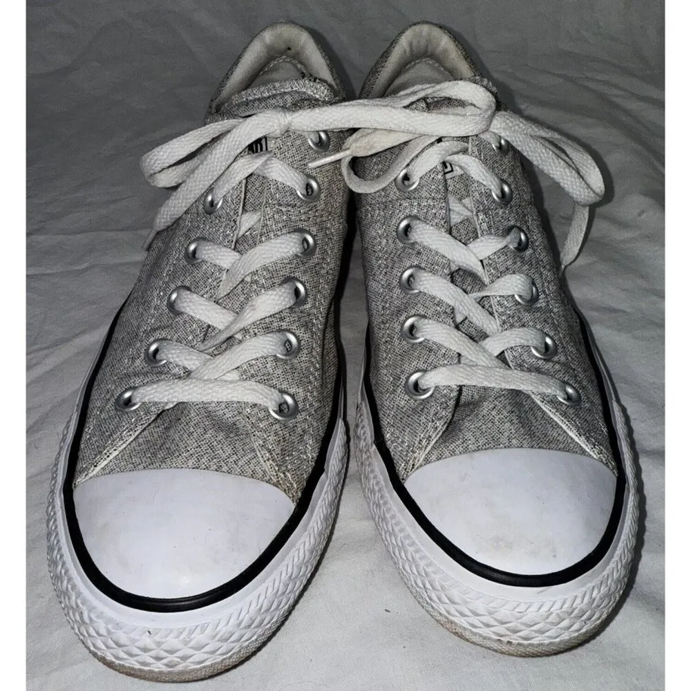 Converse All Star Canvas Shoes Womens Size 10 Gray Marled Low Top Chuck Taylors - Image 7