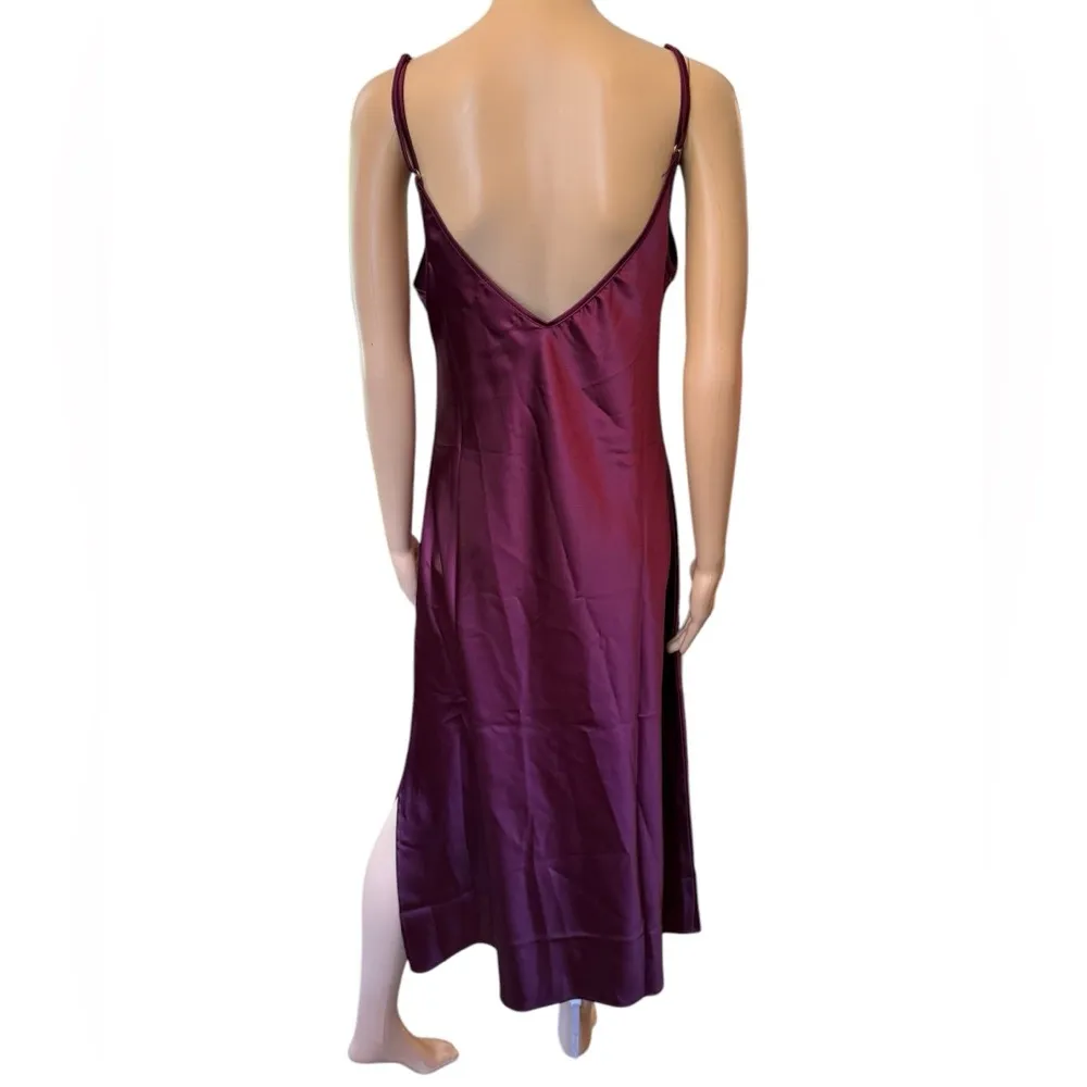 NEW Ripley Rader Wine Satin Intimate Elegant Lingerie Luxe Maxi Slip Dress Red Size L - Image 4