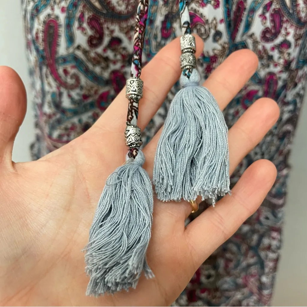 Paisley‎ Dress Tiered Skirt Gathered Bust V - Image 8