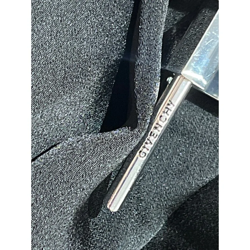 Givenchy Wrap Over U logo Lock Closure Midi Dress in Black 38 4 New Womens - Image 9