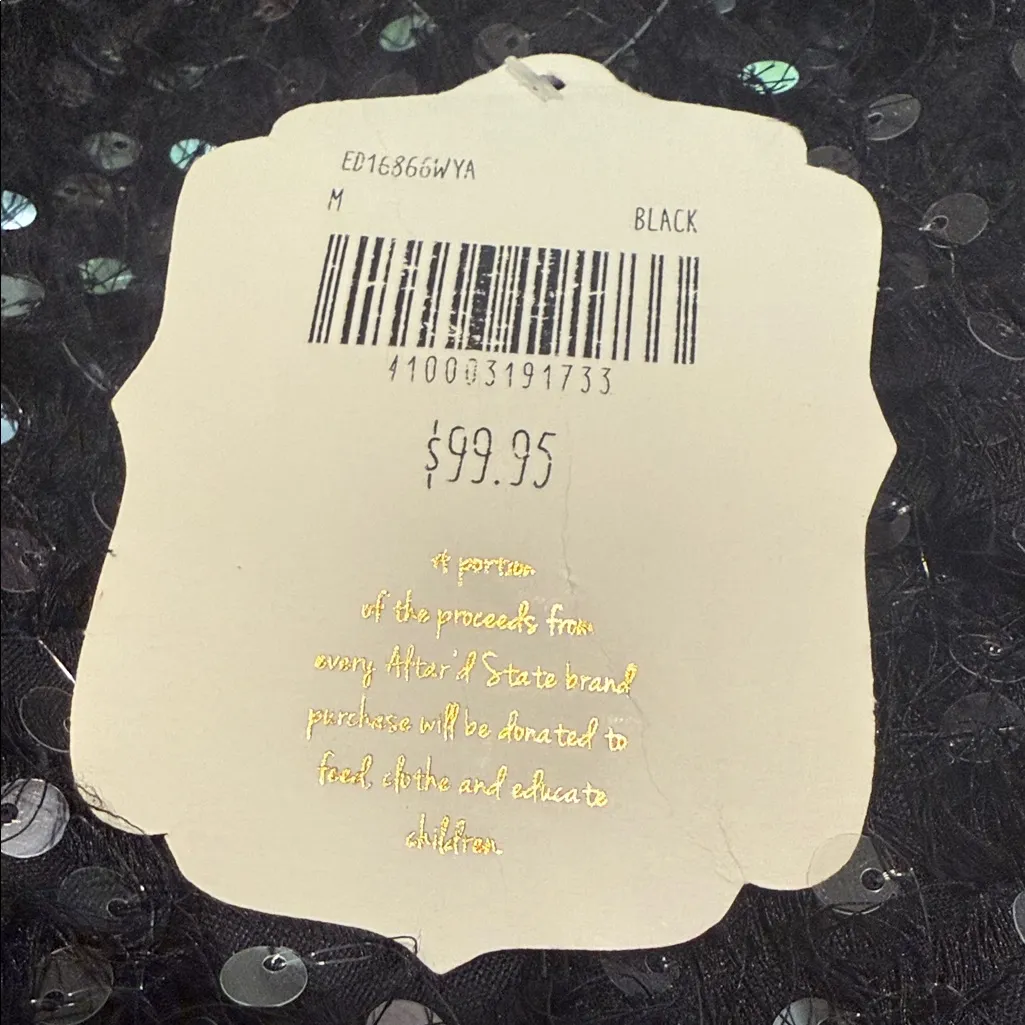 Altar’d State Black Sequin Eyelash Fringe Dress NWT - Image 8