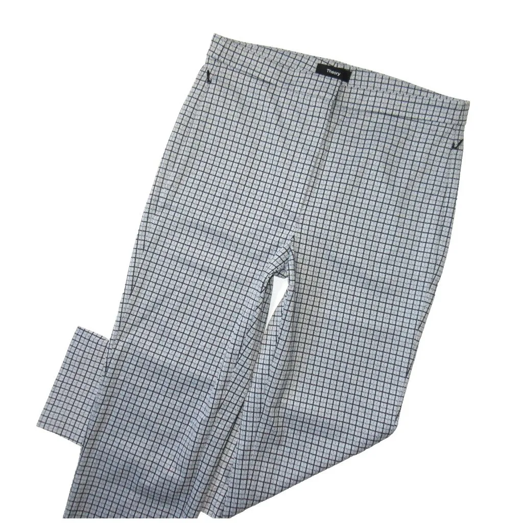 NWT Theory High Waist Taper in Fog Multi Contrast Grid Plaid Slim Ankle Pants 2 - Image 4