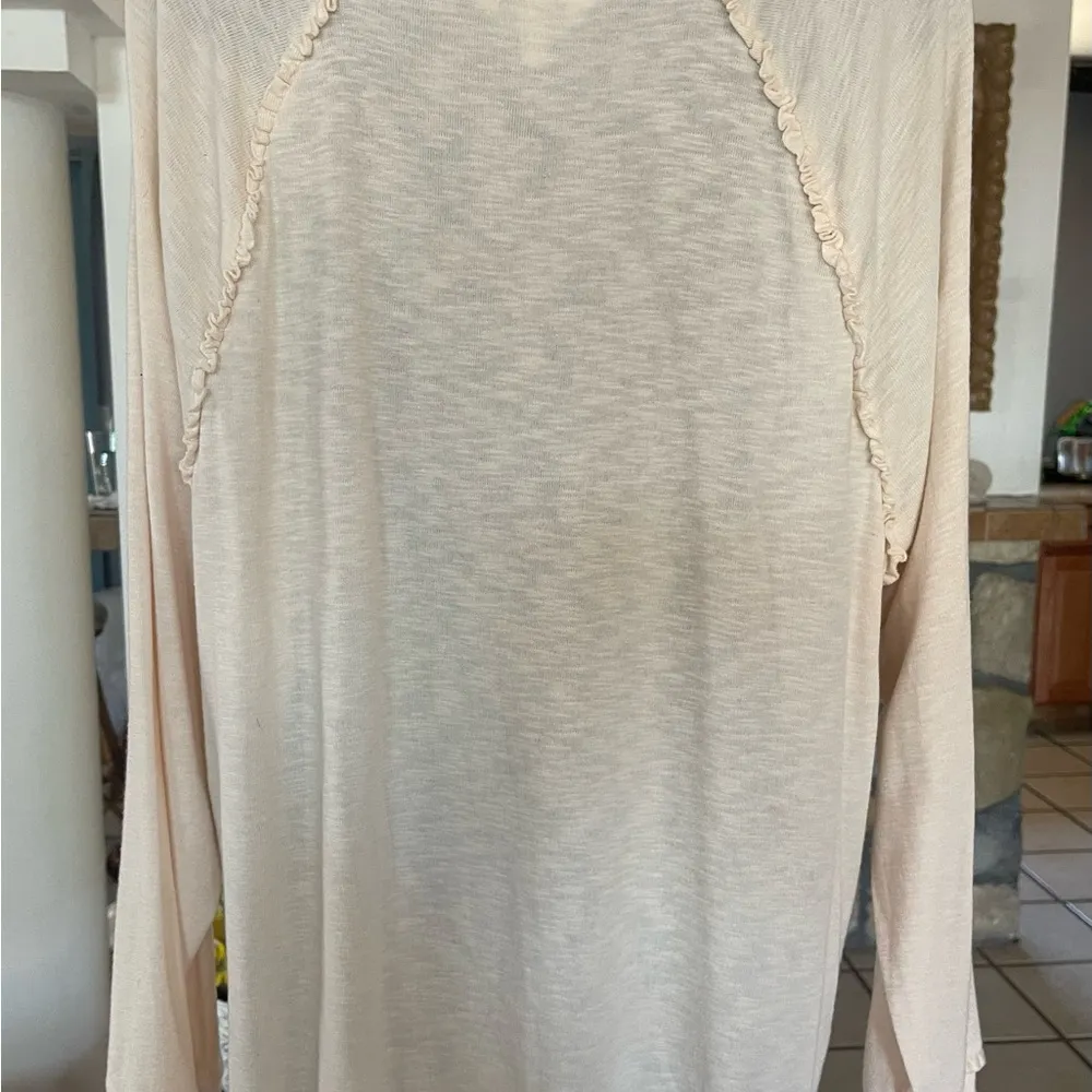 LC Lauren Conrad Tunic Blouse Women's XL English Cream Cotton Blend Raglan Slee - Image 2