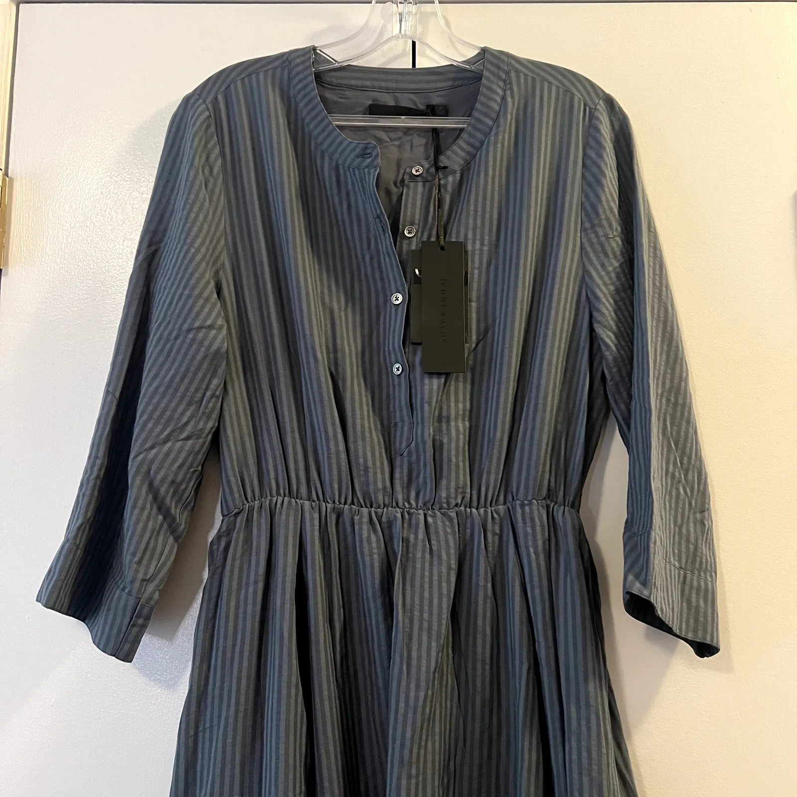 Jenni Kayne Seersucker Shirt Dress Ink blue size M striped Size M - Image 5