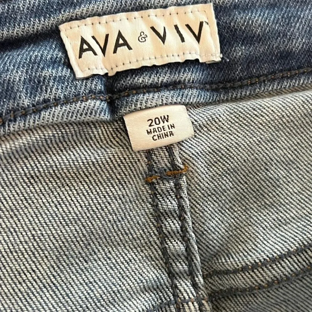 Ava & Viv Button Fly Denim Jean Shorts High Rise Cut Offs Plus Size 20W - Image 9