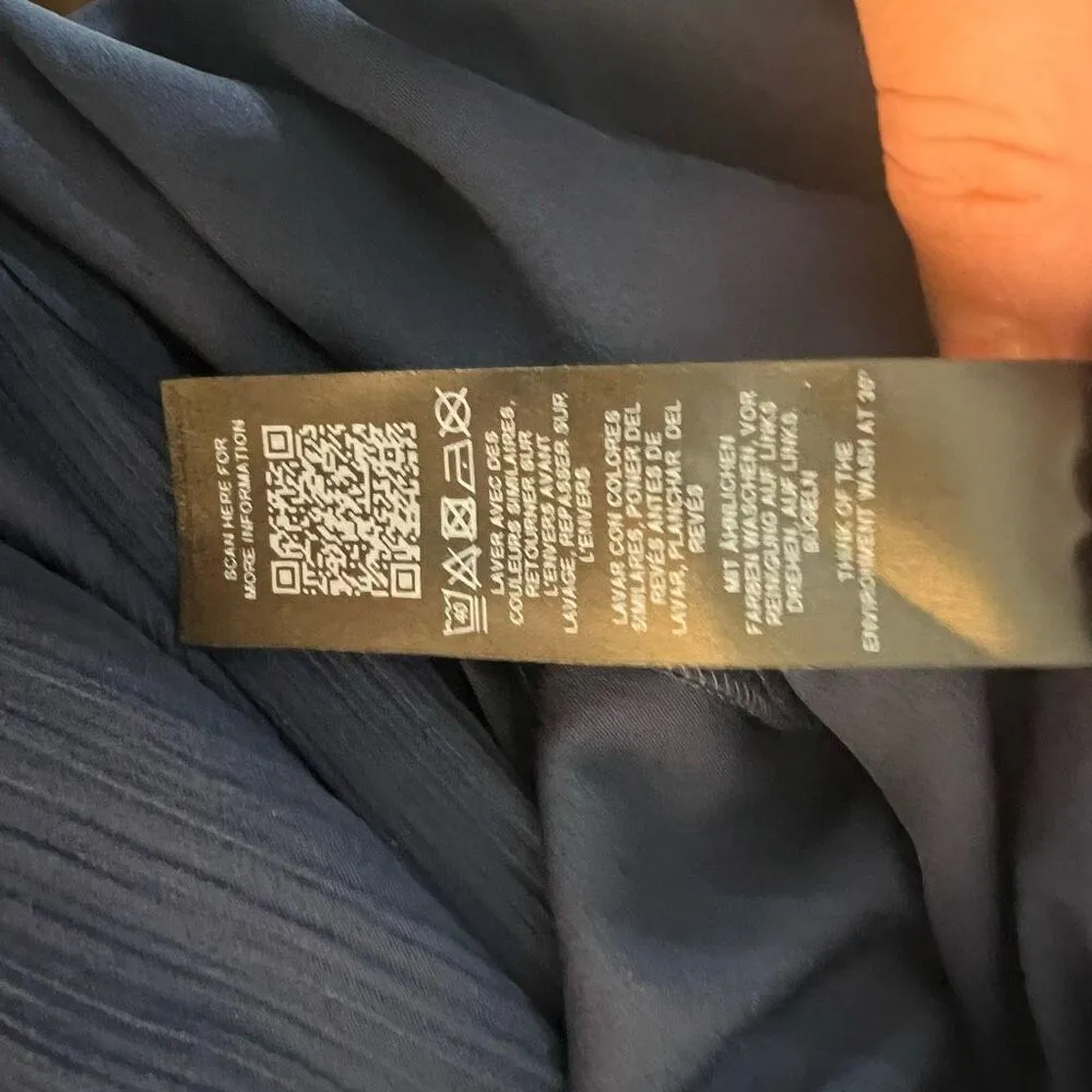 ASOS Navy Chiffon Ruffle Waist Halter Sleeveless Lined Maxi Dress Size 10 - Image 11