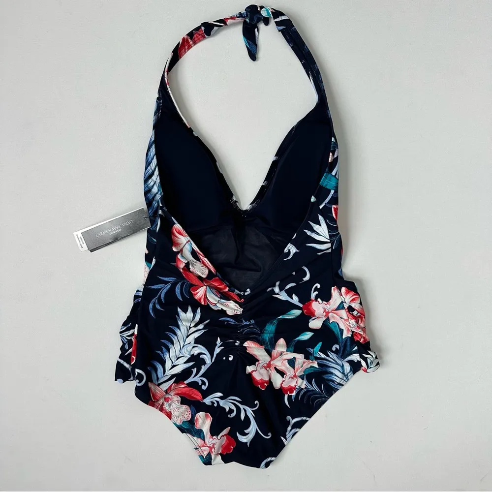 Carmen Marc Valvo Women’s One Piece V-Neck Halter Swimsuit Size 12 - Image 9