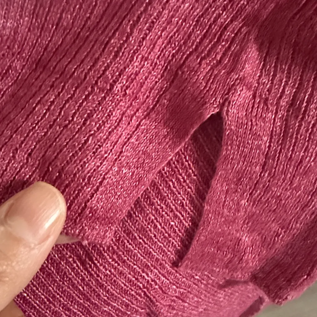 Eileen Fisher Raspberry Crewneck Top Large Relaxed Fit Organic Linen Long Sleeve - Image 4