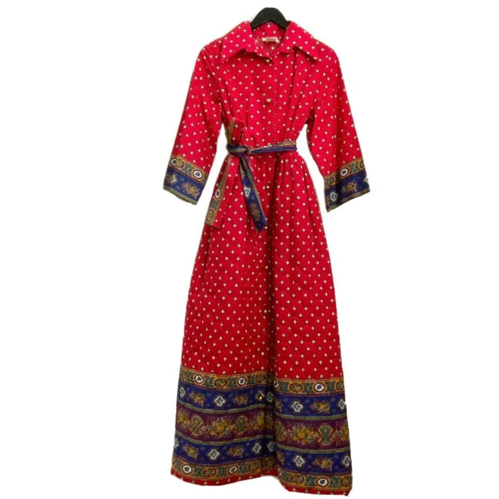 Vintage Constantine’s Las Vegas Red Printed Quilted Dress Pinup Retro 50’s Dress Size 12 - Image 3