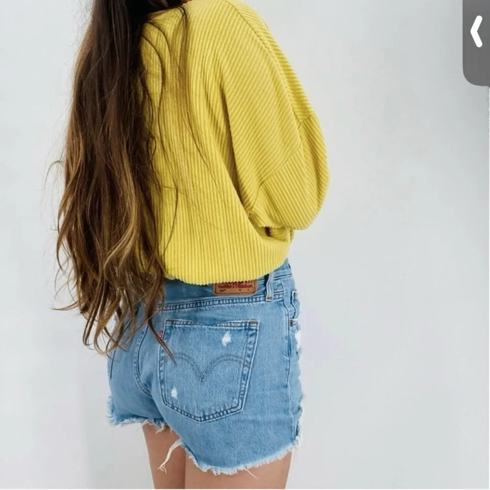 Urban Outfitters Yellow Draped Neck Crop Ribbed Knit Sweater S - Image 2