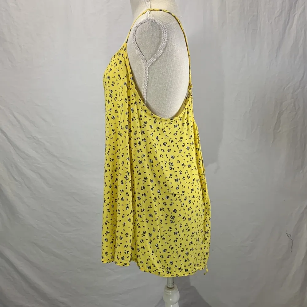 Challis Lace Up Back Yellow Floral Print Swing Cami Tank Top Size… - Image 4