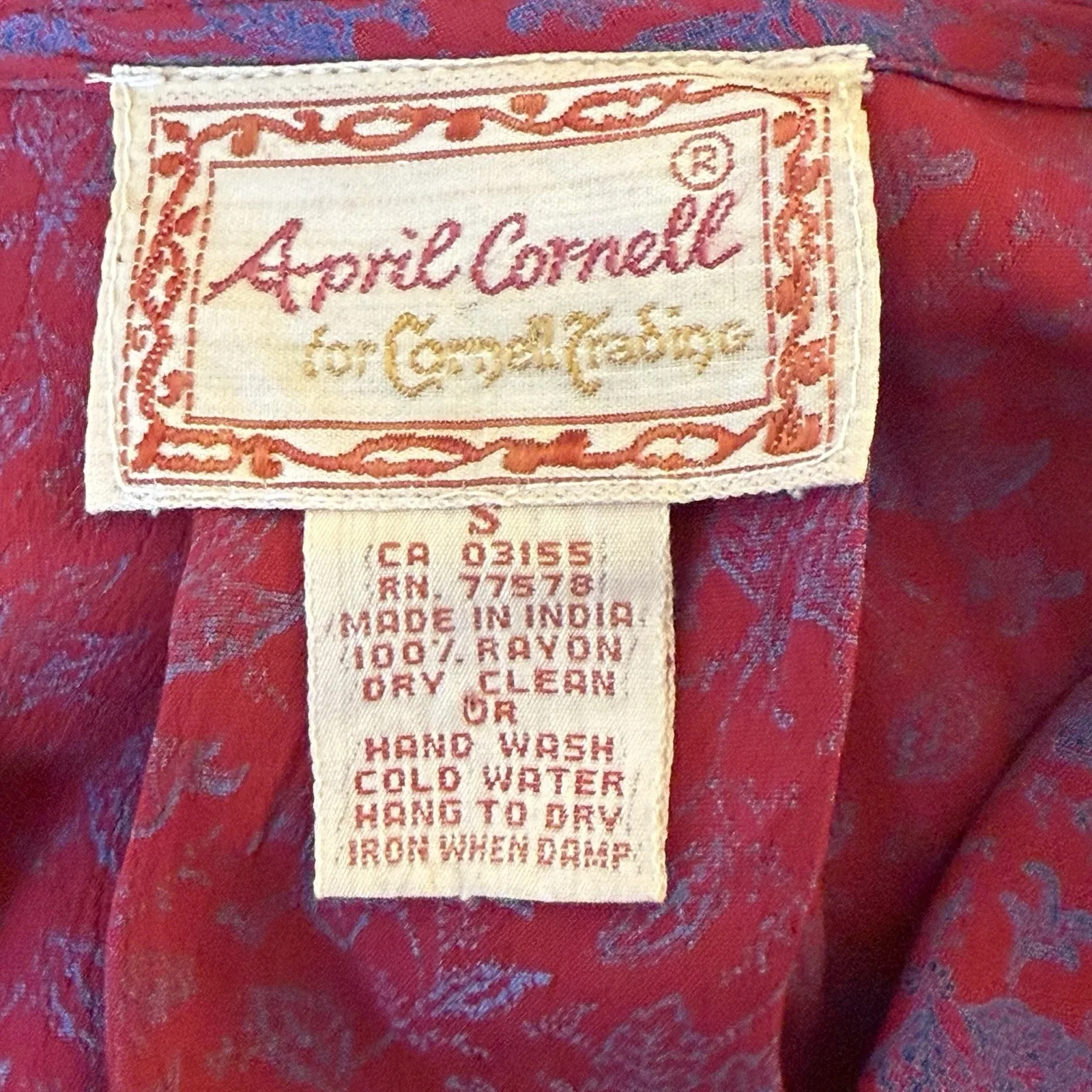 Vtg April Cornell Red Floral Maxi‎ Dress Small Prairie Trad Wife Cottagecore - Image 6
