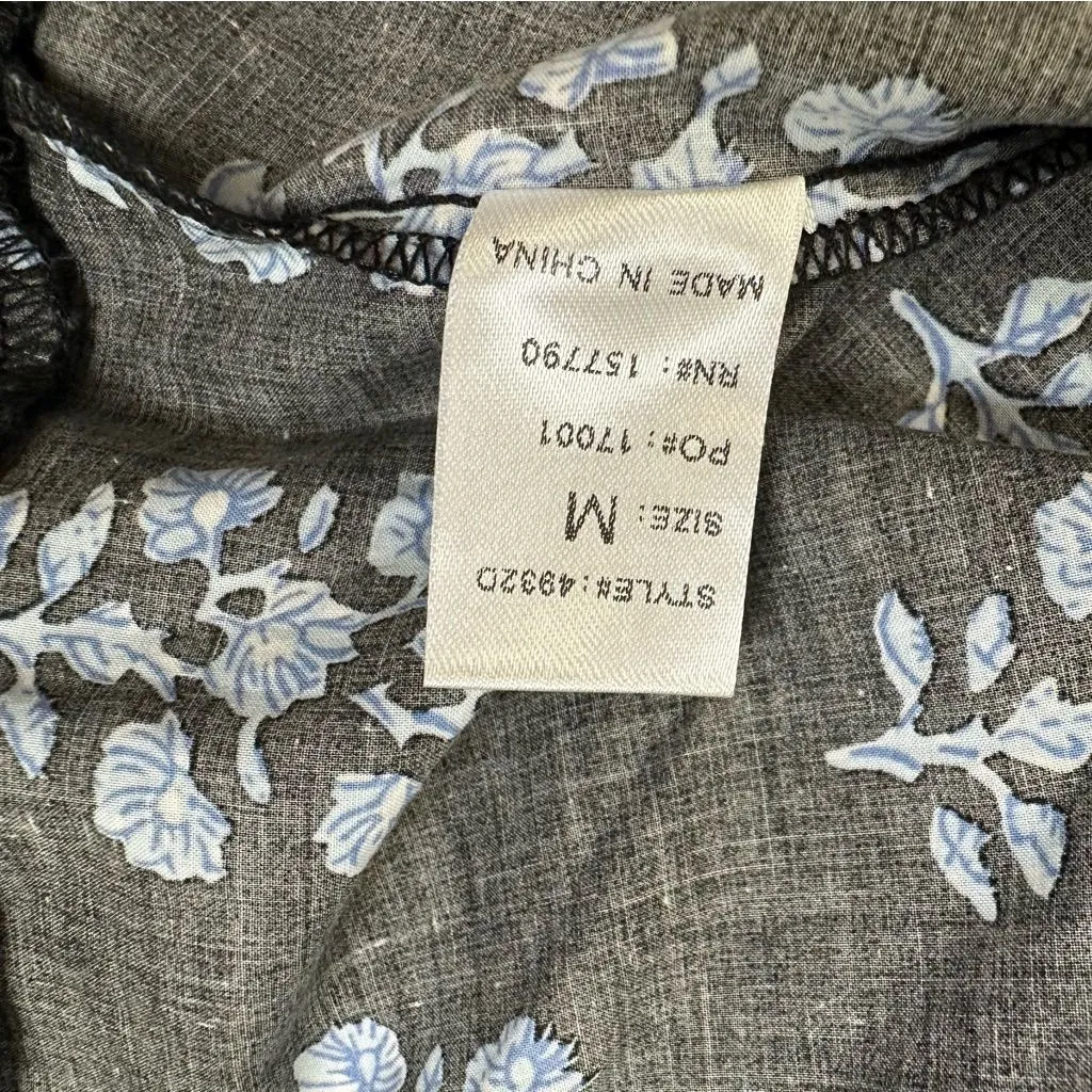 Pinch 100% Cotton Elegant Black Maxi Dress With Blue Stem and Puffy Sleeves Size M - Image 15