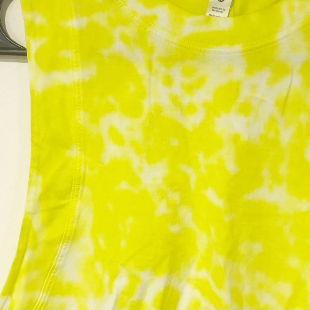 Lululemon All Yours Crop Tank Top Size 4 Yellow Tie Dye Crewneck Sleeveless - Image 2