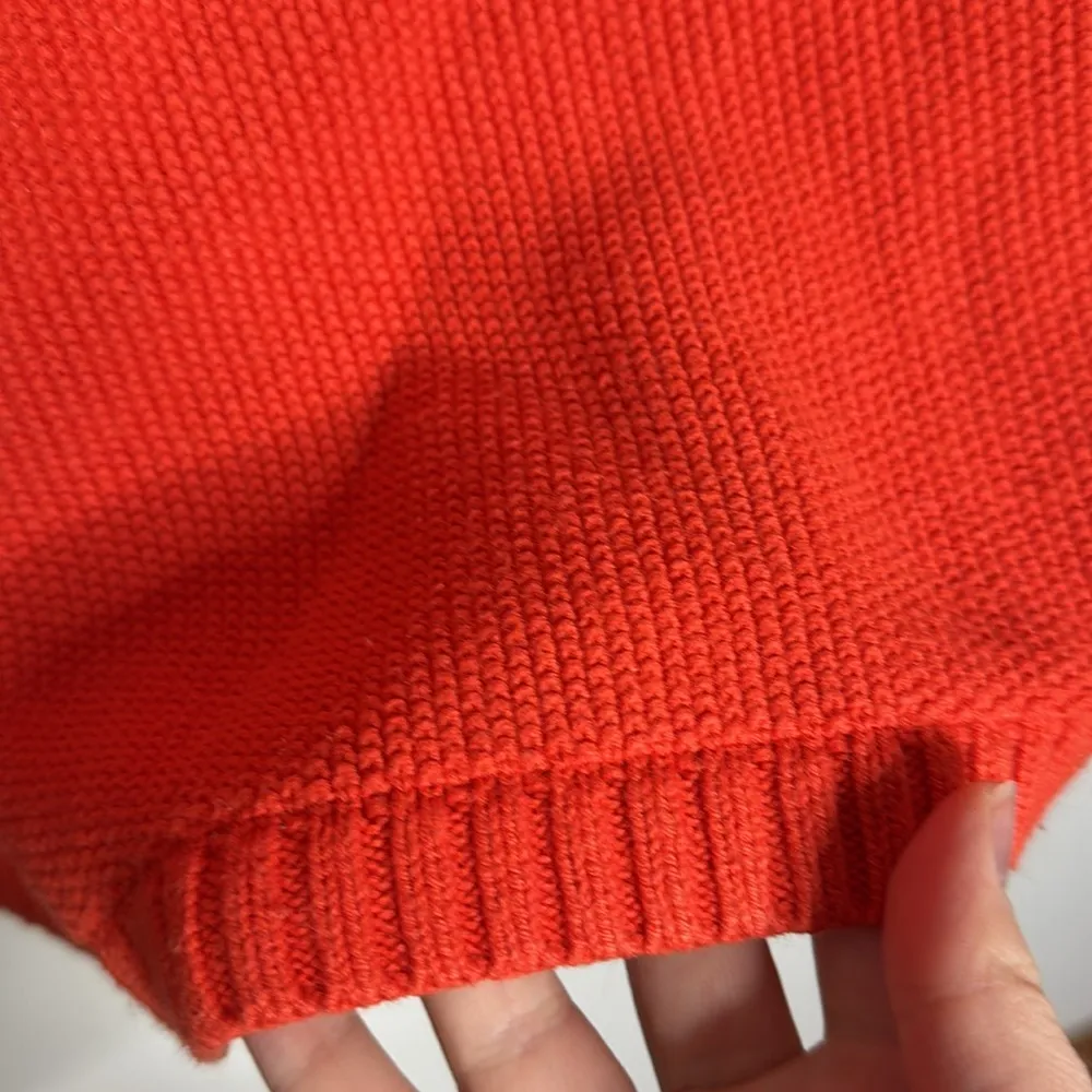 Talbots cotton cashmere blend textured monochrome fair isle sweater orange sz M - Image 7