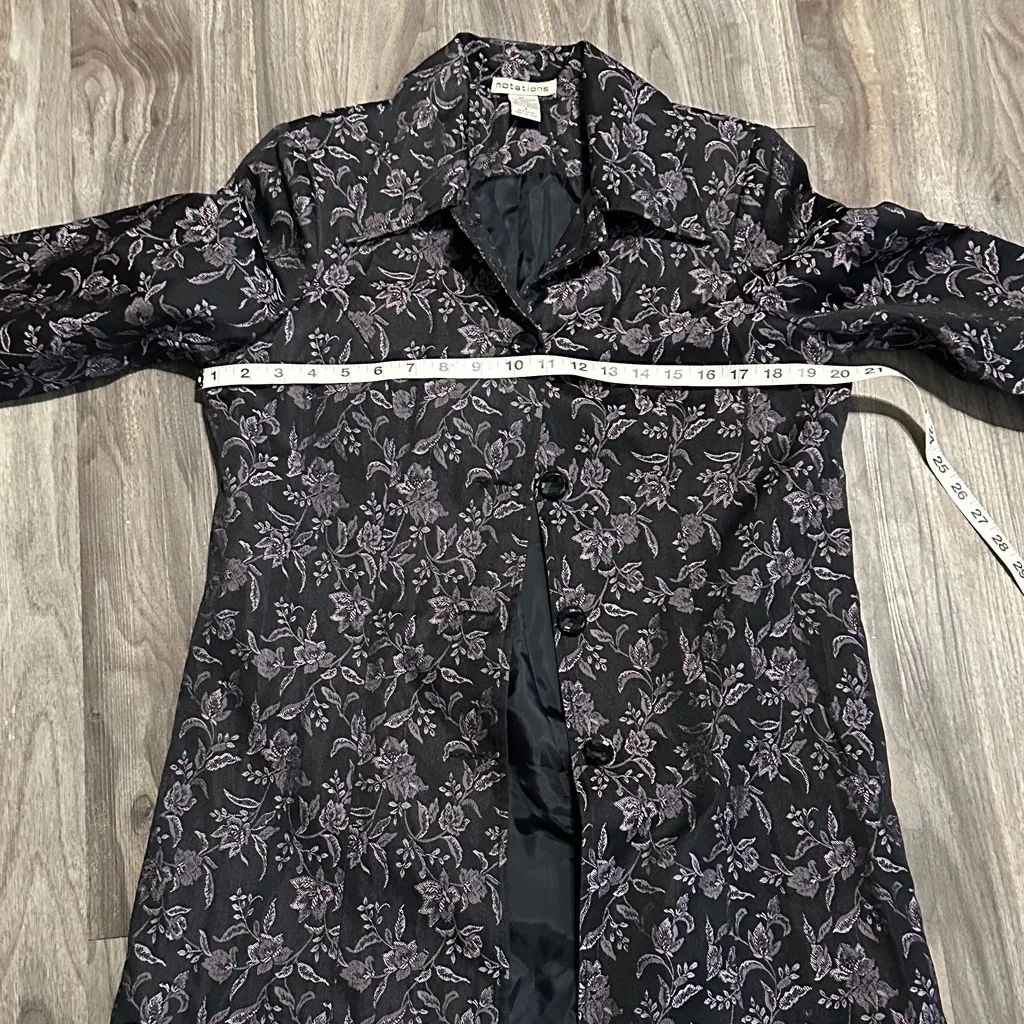 Vintage Notations Floral Longline Blazer – Elegant 90s Statement Piece - Image 9