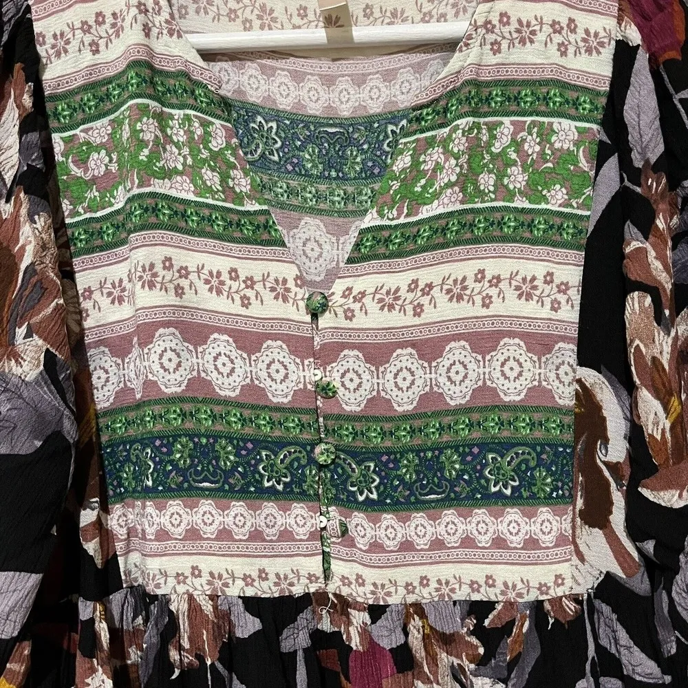 JARDIN by‎ Macris Floral Dress Womens Size S Peasant Babydoll Multicolor Boho - Image 5