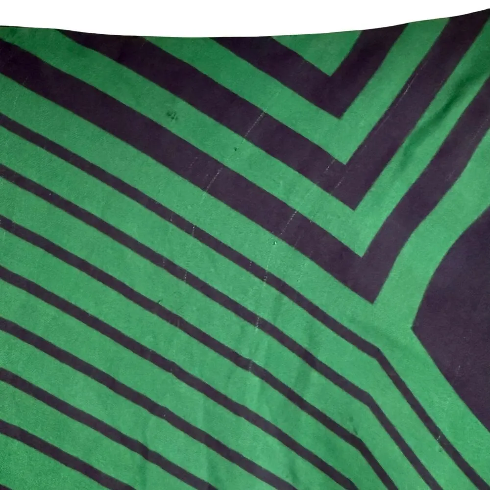 Stella McCartney Navy Green Striped One Shoulder Silk Shift Mini Dress Medium - Image 10