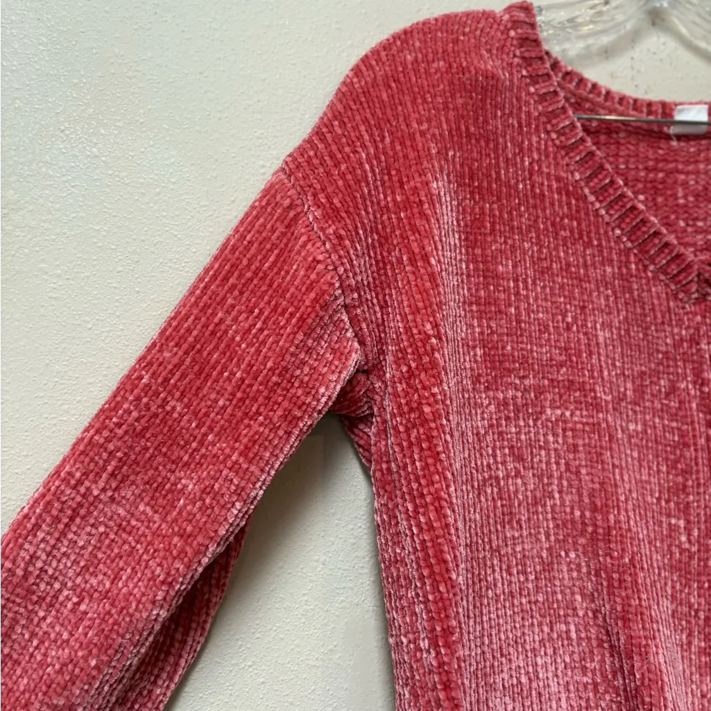 Soft Chenille Sweater Red Cozy Winter V Neck GAP Small - Image 8