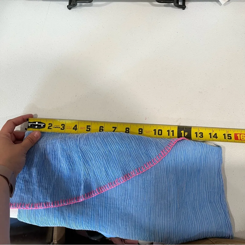 Lilly Pulitzer Emmeline Dress Lapis Blue Summer Seersucker Mini One Shoulder - Image 9