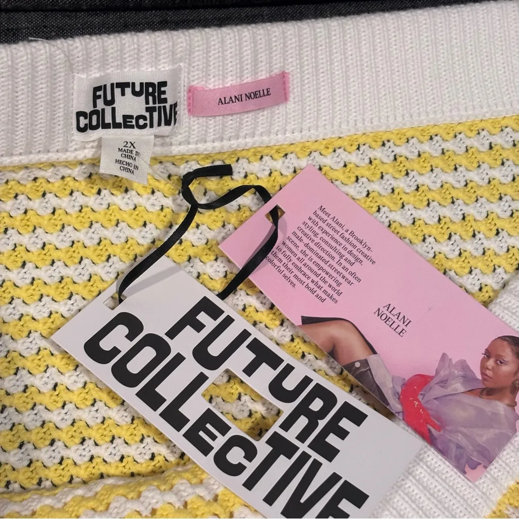 Future Collective Yellow White Alani Noelle Knitted Mini Skirt Size 2X New - Image 7