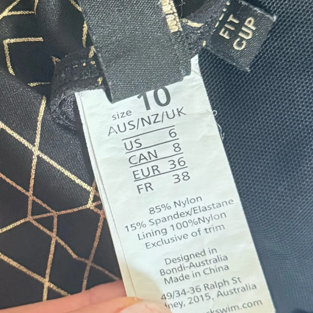 Niptuck Womens One Piece Swimsuit Black Gold Foil Pattern Print Size US 6 - Image 5