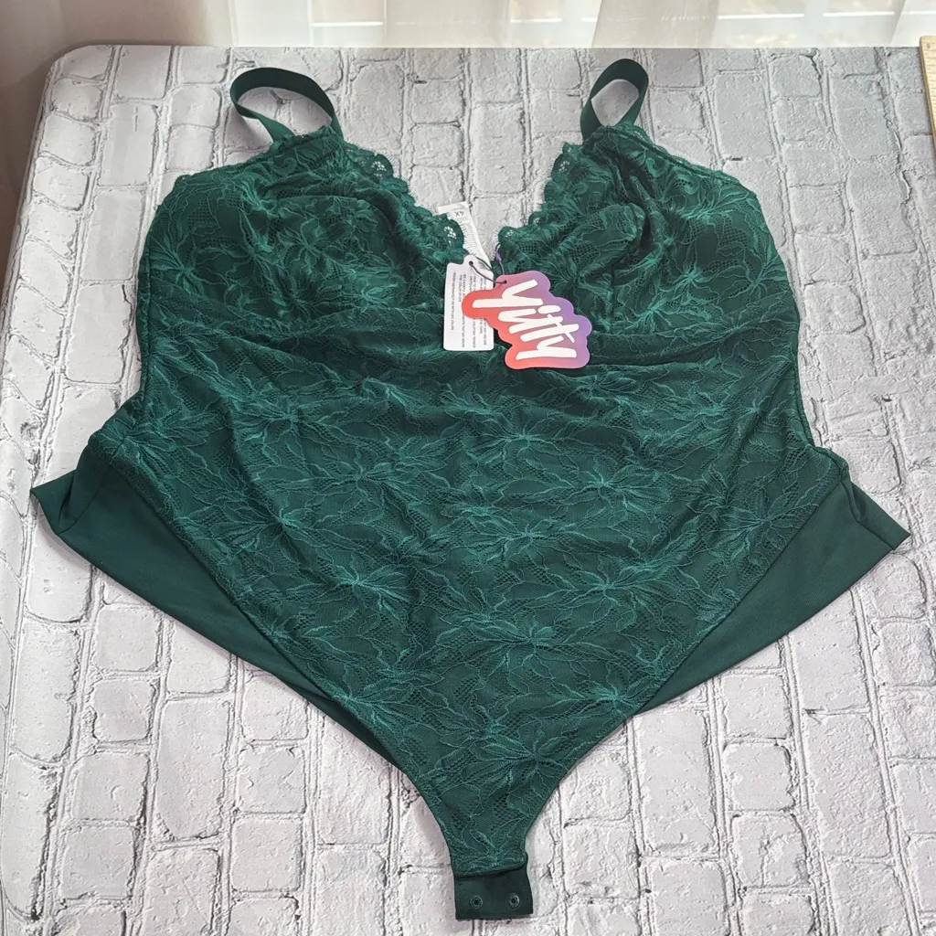 Yitty Smoothing Lace Bodysuit Emerald 4X NEW - Image 4